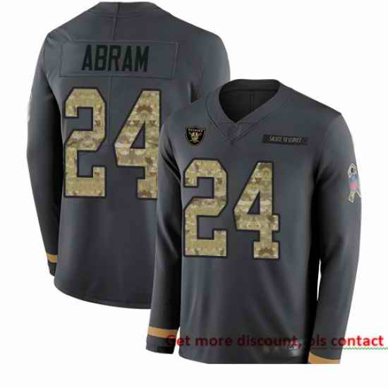 Raiders 24 Johnathan Abram Anthracite Salute to Service Men Stitched Football Limited Therma Long Sleeve Jersey